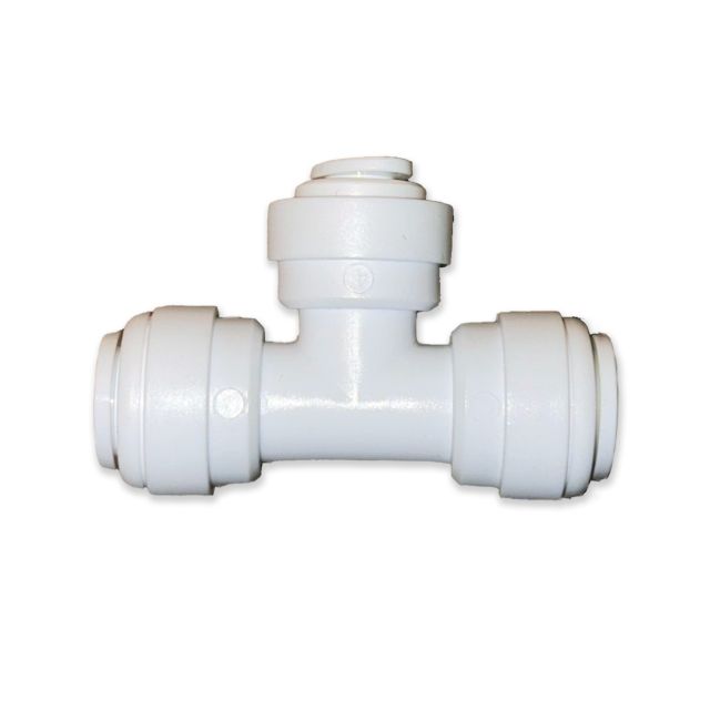 Tee, 3/8" x 3/8" x 1/4" QC ports