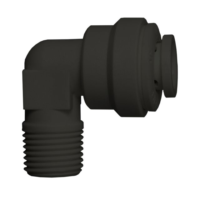 Male Elbow 1/4" QC BLK
